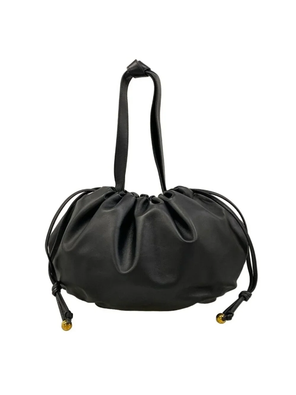Bottega Veneta Shoulder Bag the Valve Black Drawstring Leather